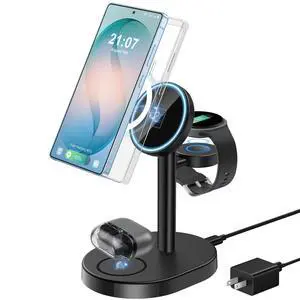 3 in 1 Wireless Charger for Samsung Galaxy, 15W Magnetic Super Fast Charging Station for MagSafe Samsung Galaxy S26 Ultra S25 S24 S23 Z Fold Flip Watch 8 7 Classic Buds 4 3 2 Pro Series 3 in 1 Wireless Charger for Samsung Galaxy, 15W Magnetic Super Fast Charging Station for MagSafe Samsung Galaxy S26 Ultra S25 S24 S23 Z Fold Flip Watch 8 7 Classic Buds 4 3 2 Pro Series