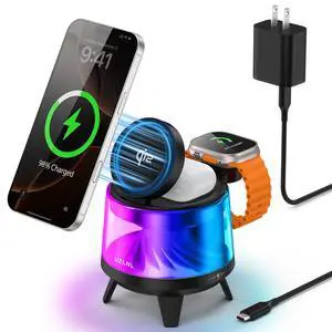 3 in 1 Wireless Charging Station for Apple Devices,Mag-Safe Charger Stand,Magnetic Wireless Charger Station,RGB Ambient Light,for iPhone 17 Pro Max 16 15 14 13 12,AirPods & Apple Watch Series 3 in 1 Wireless Charging Station for Apple Devices,Mag-Safe Charger Stand,Magnetic Wireless Charger Station,RGB Ambient Light,for iPhone 17 Pro Max 16 15 14 13 12,AirPods & Apple Watch Series