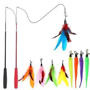 Cat Toys for Indoor Cats, Interactive Cat Toy 2PCS Retractable Wand Toy and 9PCS Cat Feather Toys Refills, Funny Kitten Toys Cat Fishing Pole Toy for Bored Indoor Cats Chase and Exercise Cat Toys for Indoor Cats, Interactive Cat Toy 2PCS Retractable Wand Toy and 9PCS Cat Feather Toys Refills, Funny Kitten Toys Cat Fishing Pole Toy for Bored Indoor Cats Chase and Exercise