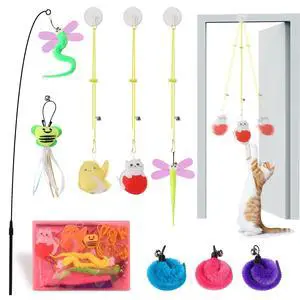 Interactive Cat Toys, 8 Assorted Teaser Refills, 3 Indoor Cat Hanging Toy and 1 Interactive Wand Suitable for Indoor Cats Interactive Cat Toys, 8 Assorted Teaser Refills, 3 Indoor Cat Hanging Toy and 1 Interactive Wand Suitable for Indoor Cats