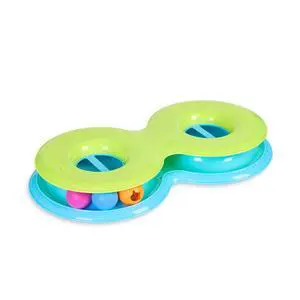 Infinity Ball Track for Cats with Two Balls, Including One Light-Up Ball, Figure-8 Shaped Cat Ball Track Compatible Topper Toys, Green Infinity Ball Track for Cats with Two Balls, Including One Light-Up Ball, Figure-8 Shaped Cat Ball Track Compatible Topper Toys, Green