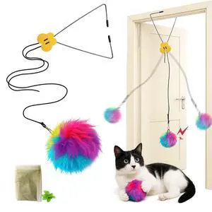 Interactive Cat Toys for Indoor Cats, Self-Play Hanging Door Toy for Kitten, Adjustable Height Exercise Bell Ball to Keep Kittens Active Interactive Cat Toys for Indoor Cats, Self-Play Hanging Door Toy for Kitten, Adjustable Height Exercise Bell Ball to Keep Kittens Active