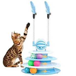 Cat Toy Interactive Pet Plaything for Indoor Kitten Interactive Kitty Puzzle Ball with 2 Cat-Tease (Blue) Cat Toy Interactive Pet Plaything for Indoor Kitten Interactive Kitty Puzzle Ball with 2 Cat-Tease (Blue)