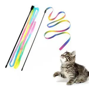 Interactive Cat Wand Toys Interactive Cat Teaser Wand String Ribbon Rainbow Charmer for Cats and Kittens - 2 Packs Interactive Cat Wand Toys Interactive Cat Teaser Wand String Ribbon Rainbow Charmer for Cats and Kittens - 2 Packs