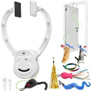 Automatic Interactive Cat Toy Rechargeable, Hanging Cat Toy, Cat Door Toy, Cat Enrichment Toys for Indoor Cats & Kitten, Doorway Electric Cat Teaser for Exercise, Boredom Relief & Fun Games Automatic Interactive Cat Toy Rechargeable, Hanging Cat Toy, Cat Door Toy, Cat Enrichment Toys for Indoor Cats & Kitten, Doorway Electric Cat Teaser for Exercise, Boredom Relief & Fun Games