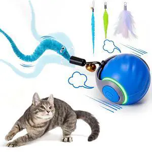 Interactive Cat Toy Ball - Automatic Interactive Cat Toys for Indoor Cats with 3 Tails, 2 Speeds Rechargeable Cat Enrichment Toys for Small/Medium/Large Cats to Keep Them Busy(Blue) Interactive Cat Toy Ball - Automatic Interactive Cat Toys for Indoor Cats with 3 Tails, 2 Speeds Rechargeable Cat Enrichment Toys for Small/Medium/Large Cats to Keep Them Busy(Blue)