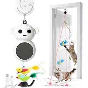 Interactive Cat Toys for Indoor Cats, 2-in-1 Laser Pointer Cat Toy with Automatic Flying Bird & Mouse Wand, Adjustable Speed USB Rechargeable Doorway Hanging Toy for Bored Kittens and Adult Cats Interactive Cat Toys for Indoor Cats, 2-in-1 Laser Pointer Cat Toy with Automatic Flying Bird & Mouse Wand, Adjustable Speed USB Rechargeable Doorway Hanging Toy for Bored Kittens and Adult Cats