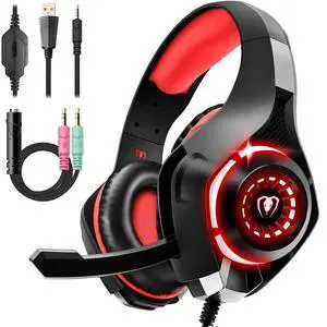Gaming Headset for Ps4 Ps5 Xbox One Switch PC with Noise Canceling Mic, Deep Bass Stereo Sound (Black Red) Gaming Headset for Ps4 Ps5 Xbox One Switch PC with Noise Canceling Mic, Deep Bass Stereo Sound (Black Red)