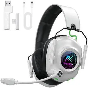 Wireless Gaming Headset for PS5 & PC, 50mm Titanium Drivers, Low-Latency 2.4GHz & Bluetooth, Adjustable Noise-Cancelling Mic, Foldable RGB Over-Ear Headphones White Wireless Gaming Headset for PS5 & PC, 50mm Titanium Drivers, Low-Latency 2.4GHz & Bluetooth, Adjustable Noise-Cancelling Mic, Foldable RGB Over-Ear Headphones White