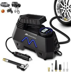 Tire Inflator Portable Air Compressor, Air Pump for Car Tires, 9.84Ft Cord-12V DC-Powered Auto Pump with Digital Pressure Gauge, LED Light-Car Accessories for Car, Motorcycles, Bicycle, Ball, Balloons Tire Inflator Portable Air Compressor, Air Pump for Car Tires, 9.84Ft Cord-12V DC-Powered Auto Pump with Digital Pressure Gauge, LED Light-Car Accessories for Car, Motorcycles, Bicycle, Ball, Balloons