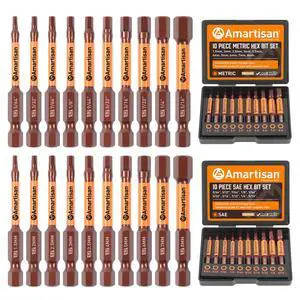 20-Piece Hex Head Allen Wrench Drill Bit Set, Metric and SAE S2 Steel Hex Bits Set, Magnetic Tips, 2.3" Long With Storage box. 20-Piece Hex Head Allen Wrench Drill Bit Set, Metric and SAE S2 Steel Hex Bits Set, Magnetic Tips, 2.3" Long With Storage box.
