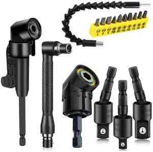17 Pcs Flexible Drill Bit Extension 105 Degree Right Angle Drill Adapter,360° Rotatable 1/4 3/8 1/2" Impact Grade Socket Adapter Set,90° Angled Bits,Super Bit Shaft Extension Bits,Screwdriver Bit Set 17 Pcs Flexible Drill Bit Extension 105 Degree Right Angle Drill Adapter,360° Rotatable 1/4 3/8 1/2" Impact Grade Socket Adapter Set,90° Angled Bits,Super Bit Shaft Extension Bits,Screwdriver Bit Set