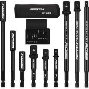 9-Piece Impact Socket Adapter Set, 1/4" 3/8" 1/2" Driver Socket Adapter, Power Drill Bit Extension, Magnetic Screwdriver Bit Holder, Socket Wrench Adapter 9-Piece Impact Socket Adapter Set, 1/4" 3/8" 1/2" Driver Socket Adapter, Power Drill Bit Extension, Magnetic Screwdriver Bit Holder, Socket Wrench Adapter