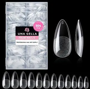 Almond Gel Nail Tips, 504PCS Pre Etched Clear Fake Nails Tips Medium Almond Shape - 12 Sizes Full Cover Soft Acrylic Press On Nail Extensions No C Curve Gift for Diy at Home Almond Gel Nail Tips, 504PCS Pre Etched Clear Fake Nails Tips Medium Almond Shape - 12 Sizes Full Cover Soft Acrylic Press On Nail Extensions No C Curve Gift for Diy at Home