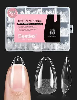 Soft Gel Nail Tips Short Almond 288pcs in 12 Sizes, Etch-X Pre-Etched Full Cover Acrylic Fake Nails Art, Salon Quality Nail Supplies, Easy DIY Extension or Press On Nails, Gift for Women Soft Gel Nail Tips Short Almond 288pcs in 12 Sizes, Etch-X Pre-Etched Full Cover Acrylic Fake Nails Art, Salon Quality Nail Supplies, Easy DIY Extension or Press On Nails, Gift for Women