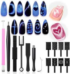 Cat Eye Magnet Set, 15PCS Multi-Shape Nail Magnet for Cateye Gel Polish, Heart Moon Flower Square Effects with Bead-Attracting Nail Art Tool, UV/LED Lamp Required, DIY Toenails Nail Art Cat Eye Magnet Set, 15PCS Multi-Shape Nail Magnet for Cateye Gel Polish, Heart Moon Flower Square Effects with Bead-Attracting Nail Art Tool, UV/LED Lamp Required, DIY Toenails Nail Art