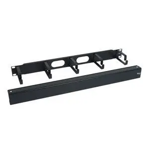 1U Ring Cable Manager Panel with Cover, Metal, 3" Cable Distribution D Rings, Horizontal Cable Management, Rackmount for 19 Network Racks, Black, Single Pack 1U Ring Cable Manager Panel with Cover, Metal, 3" Cable Distribution D Rings, Horizontal Cable Management, Rackmount for 19 Network Racks, Black, Single Pack