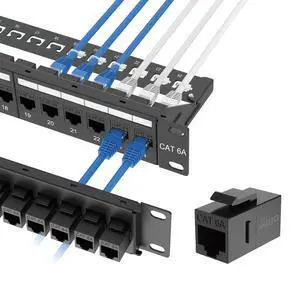 UL Listed 24-Port Cat6A UTP Patch Panel with Lnline Keystone Couplers, 10G Pass-Thru, 19-Inch 1U Rack Mount with Removable Back Bar, Network Patch Panel for Cat6a/Cat6/Cat5e Cabling UL Listed 24-Port Cat6A UTP Patch Panel with Lnline Keystone Couplers, 10G Pass-Thru, 19-Inch 1U Rack Mount with Removable Back Bar, Network Patch Panel for Cat6a/Cat6/Cat5e Cabling