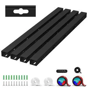 Cable Hider Raceway Kit, Magnetic Cable Management Under Desk with Upgraded Aesthetic Large Hole, Cord Organizer Kit for Hiding Computer, Gaming Desk, Network, Power Cord, TV - 4PCS 4x15.7in Black Cable Hider Raceway Kit, Magnetic Cable Management Under Desk with Upgraded Aesthetic Large Hole, Cord Organizer Kit for Hiding Computer, Gaming Desk, Network, Power Cord, TV - 4PCS 4x15.7in Black