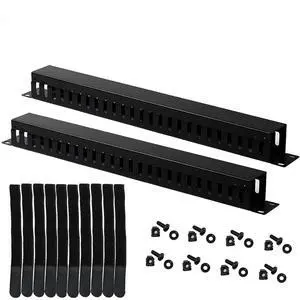 2-Pack 19 Inch 1U Cable Management Horizontal Cable Rack Mount Manager with mounting Screws for Service Rack Cabinet 24 Slot with Cover 2-Pack 19 Inch 1U Cable Management Horizontal Cable Rack Mount Manager with mounting Screws for Service Rack Cabinet 24 Slot with Cover