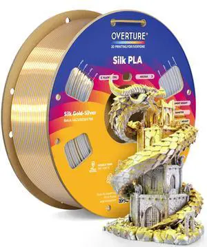 Silk PLA Dual Color Filament 1.75mm, Bi-Color Shiny PLA Finish, Smooth & Glossy, 1kg Spool (2.2lbs), Ideal for Cosplay Jewelry & Home Decor (Silk Gold-Silver) Silk PLA Dual Color Filament 1.75mm, Bi-Color Shiny PLA Finish, Smooth & Glossy, 1kg Spool (2.2lbs), Ideal for Cosplay Jewelry & Home Decor (Silk Gold-Silver)