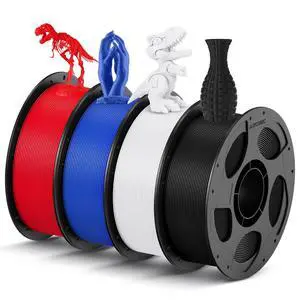 PLA Filament 1.75mm Bundle, 3D Printing PLA Filament 1.75mm Dimensional Accuracy +/- 0.02mm, 1KG Reusable Spool (2.2 lbs), 4KG Black + White + Blue + Red PLA Filament 1.75mm Bundle, 3D Printing PLA Filament 1.75mm Dimensional Accuracy +/- 0.02mm, 1KG Reusable Spool (2.2 lbs), 4KG Black + White + Blue + Red