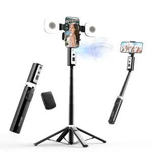 Auto Face Tracking Tripod for iPhone, Android & Camera, 60" Extendable Selfie Stick Tripod with Light and Remote, No App, 360° Rotation Phone Holder for TikTok, YouTube, Vlog, Live Streaming Auto Face Tracking Tripod for iPhone, Android & Camera, 60" Extendable Selfie Stick Tripod with Light and Remote, No App, 360° Rotation Phone Holder for TikTok, YouTube, Vlog, Live Streaming