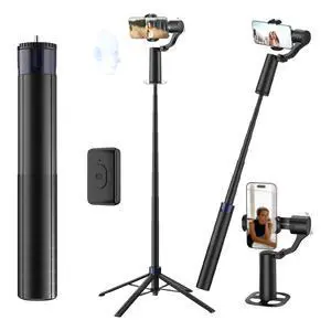 70in Dual Axis Auto Face Tracking Tripod, 360° Horizontal & 130° Vertical Rotatable Selfie Stick for iPhone, Android, Modular Selfie Stick Tripod with Base, Remote & Gesture Control 70in Dual Axis Auto Face Tracking Tripod, 360° Horizontal & 130° Vertical Rotatable Selfie Stick for iPhone, Android, Modular Selfie Stick Tripod with Base, Remote & Gesture Control