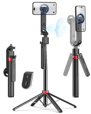 Auto Face Tracking Tripod for iPhone - Extendable Selfie Stick Mount for MagSafe, 360°Rotation Travel Stand with Rechargeable Remote, Compatible with iPhone, Camera, Video Recording Auto Face Tracking Tripod for iPhone - Extendable Selfie Stick Mount for MagSafe, 360°Rotation Travel Stand with Rechargeable Remote, Compatible with iPhone, Camera, Video Recording