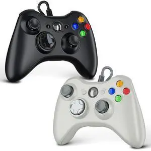 2 Pack Wired Controller for Xbox 360, Compatible with xbox 360/PC Windows 10/8/7, with Upgraded Joystick, Double Vibration, 2.5mm headphone Jack 2 Pack Wired Controller for Xbox 360, Compatible with xbox 360/PC Windows 10/8/7, with Upgraded Joystick, Double Vibration, 2.5mm headphone Jack