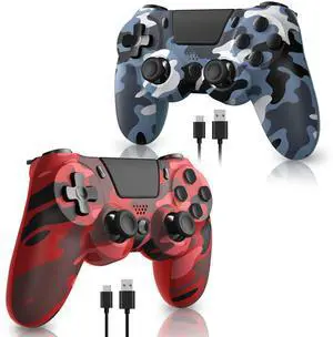 2-Pack Wireless Controllers for PS4, Game Controllers Compatible with PS4/Pro/Slim/PC, Dual Vibration, 6-Axis Gyro Sensor, Touch Panel, Built-in Speaker & Headphone Jack, Camouflage Red & Blue 2-Pack Wireless Controllers for PS4, Game Controllers Compatible with PS4/Pro/Slim/PC, Dual Vibration, 6-Axis Gyro Sensor, Touch Panel, Built-in Speaker & Headphone Jack, Camouflage Red & Blue