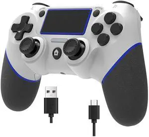 Wireless Controller for Ps4 Controller Compatible with PS4/Slim/Pro/Windows PC,with Touchpad/Vib-ration/Built-in Speaker&3.5mm Headphone Jack/Six-axis Motion Control/USB-C Charging Cable (White Blue) Wireless Controller for Ps4 Controller Compatible with PS4/Slim/Pro/Windows PC,with Touchpad/Vib-ration/Built-in Speaker&3.5mm Headphone Jack/Six-axis Motion Control/USB-C Charging Cable (White Blue)