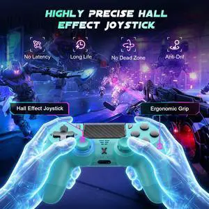 Wireless Controller for PS-4, Gamepad with Dual Vibration/Hall Effect Joysticks/Six-axis Gyroscope Sensor/Touchpad, Built-in Speaker & Headphone Jack, Compatible with PS4/Slim/Pro Console/PC Wireless Controller for PS-4, Gamepad with Dual Vibration/Hall Effect Joysticks/Six-axis Gyroscope Sensor/Touchpad, Built-in Speaker & Headphone Jack, Compatible with PS4/Slim/Pro Console/PC