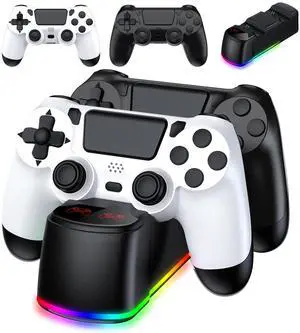 2 Pack Controller with Charger Dock for PS4 Controller, Wireless Gamepad with LED Charging Dock Station and 2 USB Cable 2 Pack Controller with Charger Dock for PS4 Controller, Wireless Gamepad with LED Charging Dock Station and 2 USB Cable