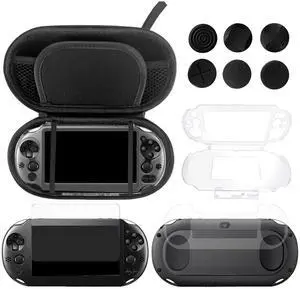 10 in 1 Accessories Kit for PS Vita 2000, Carrying Case for PSV 2000, Protective Case, Front and Back Screen Protectors, and 6Pcs Thumb Grip Caps, for PlayStation Vita 2000/PS Vita Slim ONLY 10 in 1 Accessories Kit for PS Vita 2000, Carrying Case for PSV 2000, Protective Case, Front and Back Screen Protectors, and 6Pcs Thumb Grip Caps, for PlayStation Vita 2000/PS Vita Slim ONLY
