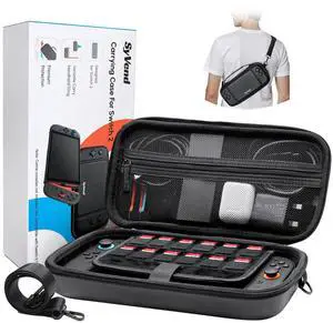 Switch 2 Carrying Case - Large Capacity Travel Case with Adjustable Shoulder Strap, 22 Game Card Slots, Hard Shell Protection, Fits AC Adapter, Grips, HDMI Cable & Accessories Switch 2 Carrying Case - Large Capacity Travel Case with Adjustable Shoulder Strap, 22 Game Card Slots, Hard Shell Protection, Fits AC Adapter, Grips, HDMI Cable & Accessories