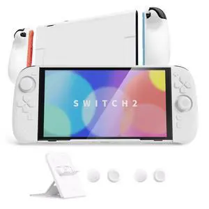 Ranger Protective Case for Nintendo Switch 2 with Stand | Ergonomic Anti-Slip Silicone Grips, Dockable Hard Shell, 4 Thumbstick Caps | Quick-Release-Joycon Design Full-Body Cover, White Ranger Protective Case for Nintendo Switch 2 with Stand | Ergonomic Anti-Slip Silicone Grips, Dockable Hard Shell, 4 Thumbstick Caps | Quick-Release-Joycon Design Full-Body Cover, White