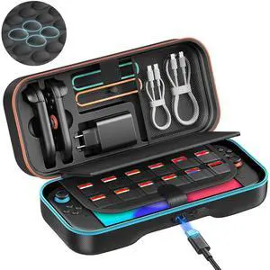 Charge-While-Travel Switch Carrying Case for Nintendo Switch 2 Accessories with Adapter and for Joy Cons Storage, Hard EVA Switch 2 Shock-absorbing Protective Case with 36 Games Cartridges Charge-While-Travel Switch Carrying Case for Nintendo Switch 2 Accessories with Adapter and for Joy Cons Storage, Hard EVA Switch 2 Shock-absorbing Protective Case with 36 Games Cartridges