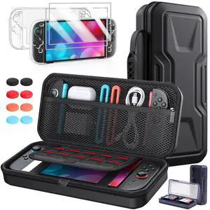All in One Accessories Case Bundle for Nintendo Switch 2 2025, Portable Carrying Case & Clear Hard Cover Shell, 2 Screen Protector, 8 Thump Grips, Game Card Slots, for Travel & Storage All in One Accessories Case Bundle for Nintendo Switch 2 2025, Portable Carrying Case & Clear Hard Cover Shell, 2 Screen Protector, 8 Thump Grips, Game Card Slots, for Travel & Storage