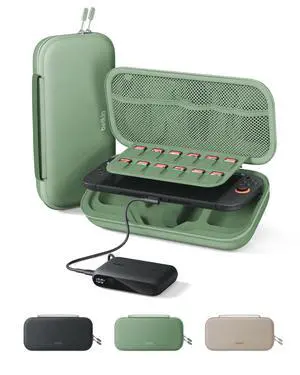 Nintendo Switch 2 Case w/Integrated 10000mAh Power Bank Charger, Portable Hard Shell Protective Carrying Case with Pockets for AirTag, Game Cartridges for Travel - Sage Nintendo Switch 2 Case w/Integrated 10000mAh Power Bank Charger, Portable Hard Shell Protective Carrying Case with Pockets for AirTag, Game Cartridges for Travel - Sage