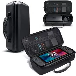 Switch 2 Case for Nintendo Switch 2, Travel Carrying Case Holds Switch 2 Console, Dock, Controller, Joycon Straps, Grip, AC Adapter, HDMI Cable & Game Card with 2 Tempered Glass Screen Switch 2 Case for Nintendo Switch 2, Travel Carrying Case Holds Switch 2 Console, Dock, Controller, Joycon Straps, Grip, AC Adapter, HDMI Cable & Game Card with 2 Tempered Glass Screen