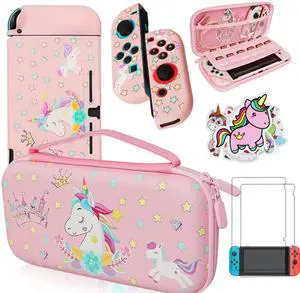 Pink Unicorn Carrying Case Compatible with Nintendo Switch (Not OLED or Lite) with Dockable Protective Grip Case +Screen Protector +Unicorn Stickers, Hard Storage Case Accessories Kit Bundle for Girls Pink Unicorn Carrying Case Compatible with Nintendo Switch (Not OLED or Lite) with Dockable Protective Grip Case +Screen Protector +Unicorn Stickers, Hard Storage Case Accessories Kit Bundle for Girls