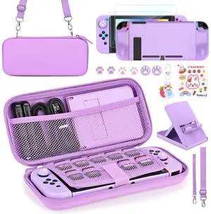 Switch Accessories Bundle, 17 in 1 Purple Switch Accessories Kit for Girls Include Switch Carrying Case, Adjustable Stand, Protective Case for Switch Console & J-Con Switch Accessories Bundle, 17 in 1 Purple Switch Accessories Kit for Girls Include Switch Carrying Case, Adjustable Stand, Protective Case for Switch Console & J-Con