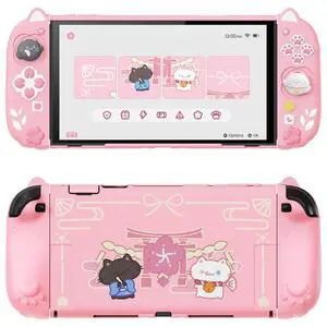 Cherry Blossoms Kitten Protective Case for Nintendo Switch 2 with Stand | Cute Cat Ear & Paw Silicone Grips, Dockable Hard Shell, 2 Joystick Caps | Full-Body Protection Cover, Pink Cherry Blossoms Kitten Protective Case for Nintendo Switch 2 with Stand | Cute Cat Ear & Paw Silicone Grips, Dockable Hard Shell, 2 Joystick Caps | Full-Body Protection Cover, Pink