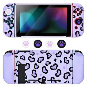Love Case Design for Switch Console 2017, Anti-Slip Shock-Absorption Plastic Protective Soft Carrying Case and Joy Con Controller with 4 PCS Cat Paw Thumb Grips Caps - Heart Purple Purple Love Case Design for Switch Console 2017, Anti-Slip Shock-Absorption Plastic Protective Soft Carrying Case and Joy Con Controller with 4 PCS Cat Paw Thumb Grips Caps - Heart Purple Purple