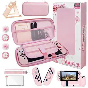 Pink Travel Carrying Case Accessories Kit Compatible with Nintendo Switch (NOT Fit OLED/Lite).Pink Switch Hard Protective Cover,Adjustable Stand,Screen Protector & Cute Thumb Grips 10 in 1 Gift. Pink Travel Carrying Case Accessories Kit Compatible with Nintendo Switch (NOT Fit OLED/Lite).Pink Switch Hard Protective Cover,Adjustable Stand,Screen Protector & Cute Thumb Grips 10 in 1 Gift.