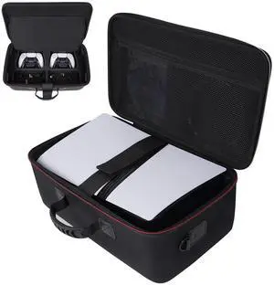 Hard Carrying Case Compatible with PS5 PRO 2024, Protective Travel Bag for PlayStation 5 Pro Disc or Digital Edition Console, DualSense Controllers, Vertical Stand and Accessories Hard Carrying Case Compatible with PS5 PRO 2024, Protective Travel Bag for PlayStation 5 Pro Disc or Digital Edition Console, DualSense Controllers, Vertical Stand and Accessories