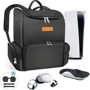 Backpack for PS5 Pro & PSVR2, 2-IN-1 Large Travel Bag for Playstation VR2 & PS 5/PS5 Slim/PS 5 Pro, Protective Storage Carrying Case Compatible with Playstation 5 & PS VR2 Gaming Accessories Backpack for PS5 Pro & PSVR2, 2-IN-1 Large Travel Bag for Playstation VR2 & PS 5/PS5 Slim/PS 5 Pro, Protective Storage Carrying Case Compatible with Playstation 5 & PS VR2 Gaming Accessories