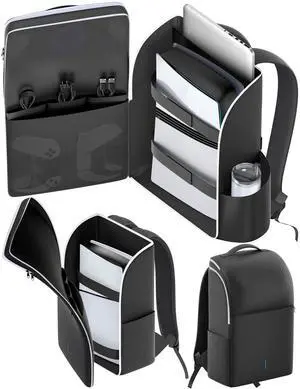Backpack for PS5/ Slim/ Pro Console, Full Protection PS5 Carrying Case Travel Bag, Large Capacity PS 5 Storage Bag for Dual Controllers, PS Portal, Laptop, Game Cards, Sony PSP Accessory Kits Backpack for PS5/ Slim/ Pro Console, Full Protection PS5 Carrying Case Travel Bag, Large Capacity PS 5 Storage Bag for Dual Controllers, PS Portal, Laptop, Game Cards, Sony PSP Accessory Kits