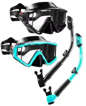 2 Pack Snorkeling Gear for Adults, Dry Snorkel Set Panoramic View Enhanced Anti-Leak and Anti-Fog Technology, Adjustable Strap for Snorkeling Scuba Diving Swimming with Mesh Bag 2 Pack Snorkeling Gear for Adults, Dry Snorkel Set Panoramic View Enhanced Anti-Leak and Anti-Fog Technology, Adjustable Strap for Snorkeling Scuba Diving Swimming with Mesh Bag